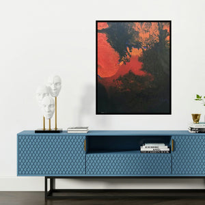 'Untitled 9' painting by Kartikey Sharma shown on a wall in a furnished room.