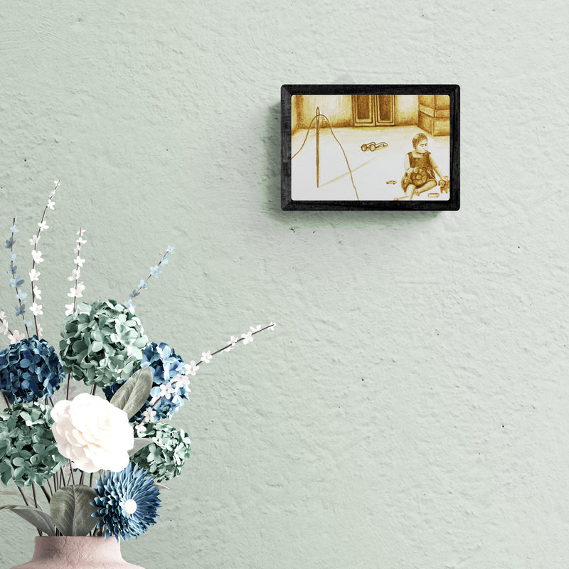 Preview of 'Untitled 9' Painting by Nidhi Garg shown on a wall in a furnished room.