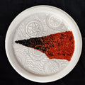 Untitled 9' contemporary mixed-media painting by artist Poonam Kishor, 12x12 inch, on food paper plate