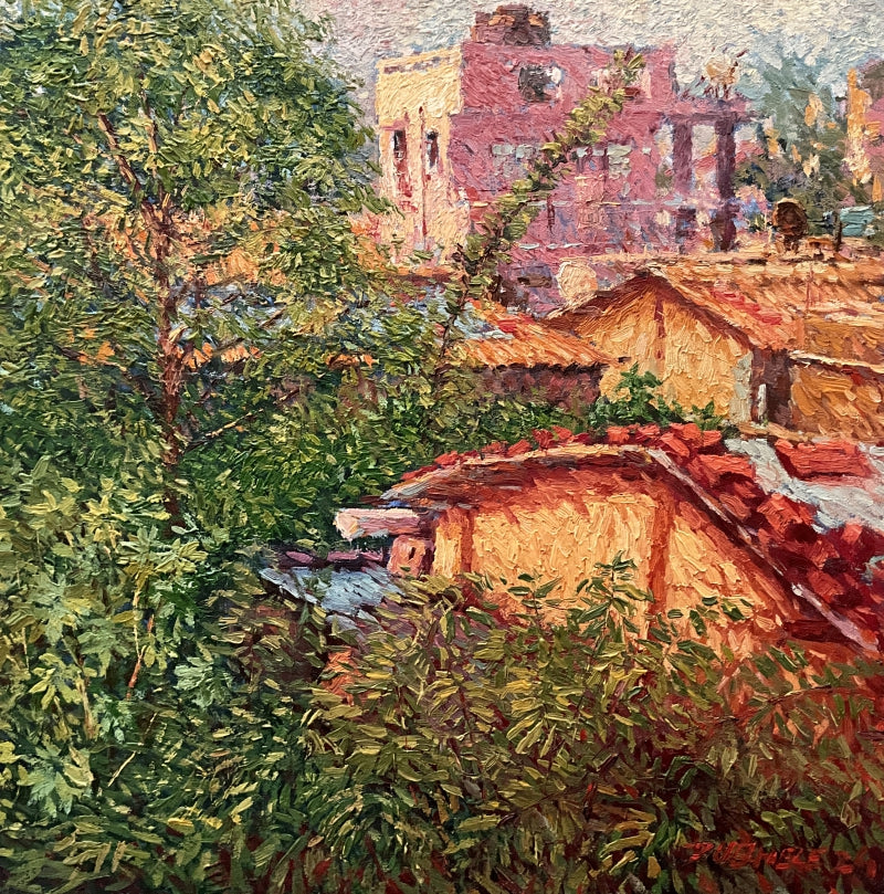 Untitled 9' landscape oil painting by artist Amol Dubhele, 24x24 inch, on canvas