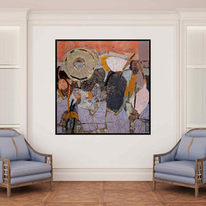 In-situ view of Pankaj Kumar Singh's 'Untitled J (Cosmic Bloom)' painting in a room