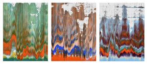 Untitled No 50 (Abstract Triptych) by Sumit Mehndiratta, Original Acrylic Abstract Painting on Canvas, Medium Horizontal Wall Art