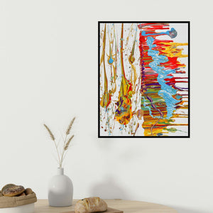 Sumit Mehndiratta's 'Untitled No 16' painting visualized above a sofa in a contemporary room.