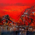 Abstract acrylic painting titled 'Untitled Red 13', 24x24 inches, by artist Dnyaneshwar Dhavale on Canvas