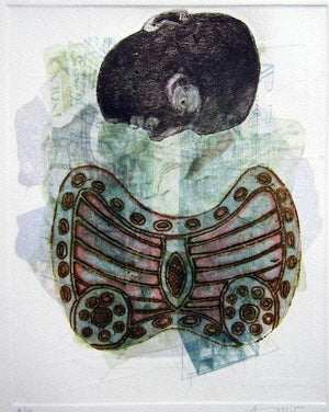 Untitled V by Amit Lodh, Original Mixed Media Abstract Painting on Paper, Small Vertical Wall Art