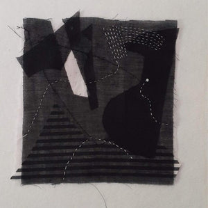 Untold Story 5 (Emergent Forms) by Bharti Dixit, Original Fabric, Thread Abstract Painting on Fabric, Thread, X-Small Square Wall Art