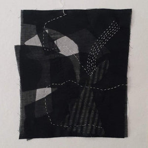 Untold Story 7 (Interwoven Shadows) by Bharti Dixit, Original Fabric, Thread Abstract Painting on Fabric, Thread, X-Small Square Wall Art