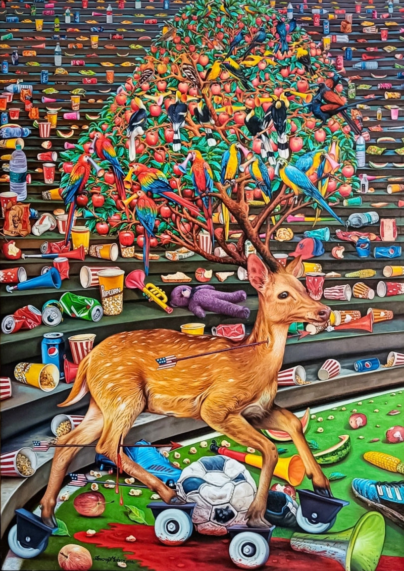 Unveiling The Wonders Of The World 1' contemporary oil painting by artist Anoop Mv, 48x36 inch, on canvas