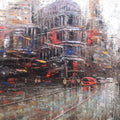 'Urban Emotions 1' cityscape oil painting by artist Purnendu Mandal, 36x48 inch, on canvas