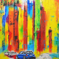 Cityscape mixed media painting titled 'Urban Jungle 6', 28x22 inches, by artist Tejinder Ladi  Singh on Paper