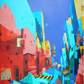 Fantasy mixed media painting titled 'Urban Landscape 3', 20x26 inches, by artist Abhijit Paul on Paper