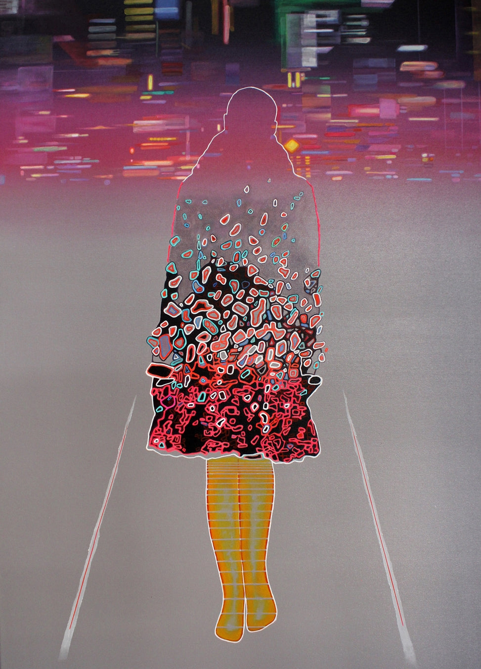 Urban Symphony' contemporary acrylic painting by artist Nijesh Mohan, 49x36 inch, on canvas