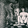 Nude printmaking titled 'Use And Throw 2', 8x8 inches, by artist Arvind Sharma on Paper
