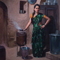 Usha' figurative oil painting by artist Mahesh Soundatte, 48x33 inch, on linen