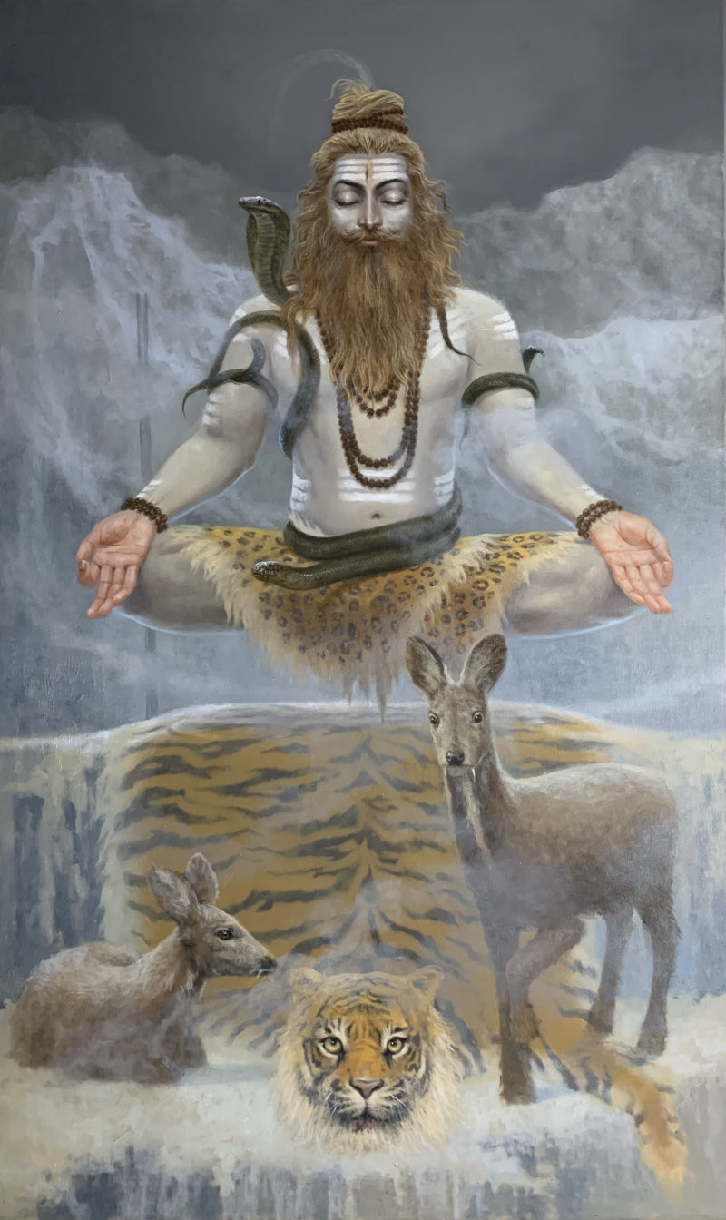 Vairagya' religious oil painting by artist Abhisarika Nayika, 60x36 inch, on canvas