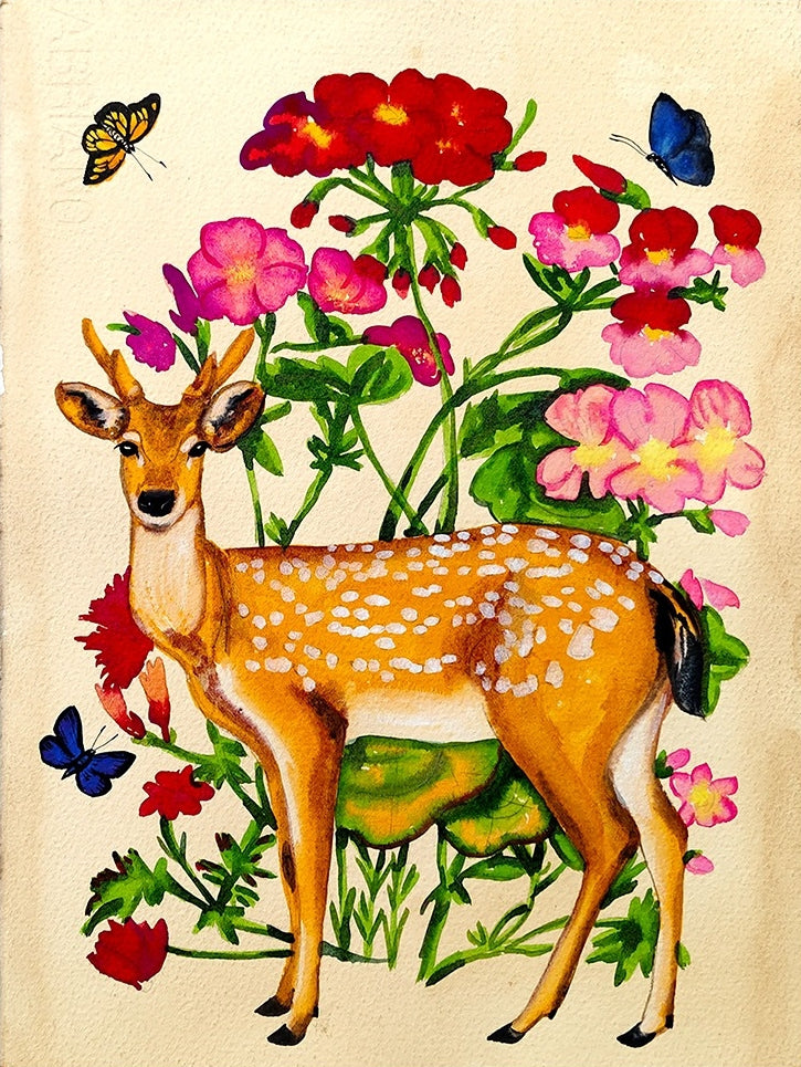 Vanishing Beauty 75' animals watercolor painting by artist Manisha Agarwal, 12x9 inch, on paper