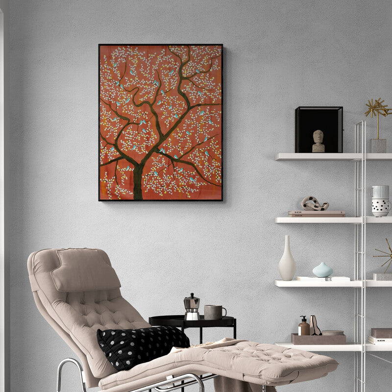 Preview of 'Vanmesh Riza' Painting by Sumit Mehndiratta shown on a wall in a furnished room.