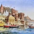 'Varanasi 1' religious watercolor painting by artist Sandeep Yadav, 12x16 inch, on paper