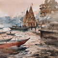 'Varanasi 12' religious watercolor painting by artist Sandeep Yadav, 12x12 inch, on paper