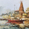 'Varanasi 2' religious watercolor painting by artist Sandeep Yadav, 12x16 inch, on paper