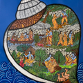 Varanasi' religious acrylic painting by artist Mrinal Dutt, 38x32 inch, on canvas