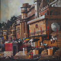 Varanasi 3' religious oil painting by artist Prasad Thite, 30x24 inch, on canvas