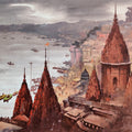 Varanasi 4' religious acrylic painting by artist Sandeep Yadav, 36x48 inch, on canvas