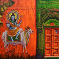 'Varanasi 52' religious acrylic painting by artist Anil Kumar Yadav, 48x72 inch, on canvas