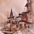'Varanasi 6' religious watercolor painting by artist Sandeep Yadav, 16x12 inch, on paper