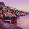'Varanasi Ghat 1' religious acrylic painting by artist Siddharth Gavade, 34x54 inch, on canvas