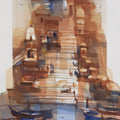 Varanasi Vignettes 3' religious watercolor painting by artist Prashant Prabhu, 22x15 inch, on paper