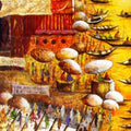 Realistic acrylic painting titled 'Varanasi X', 16x60 inches, by artist Anirban Seth on CANVAS