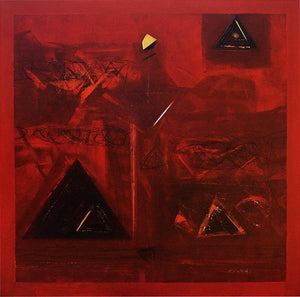 Variation Of Life 4 by Kaushlendra Pratap Singh, Original Mixed Media Abstract Painting on Canvas, Medium Square Wall Art