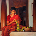 Figurative oil painting titled 'Various Thoughts', 24x24 inches, by artist S  Elayaraja on Canvas