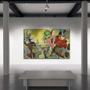 In-situ view of Mohd Majeed Mansoori's 'Varnadhyama (Unfolding Landscape)' painting in a room