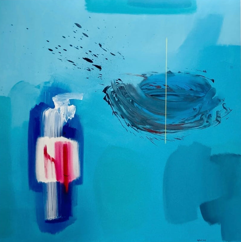 Varnadhyatma 24' abstract acrylic painting by artist Mohd Majeed Mansoori, 48x48 inch, on canvas