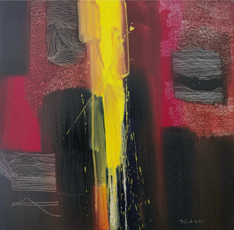 Varnadhyatma 43' abstract oil painting by artist Mohd Majeed Mansoori, 24x24 inch, on canvas