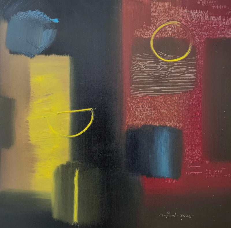 Varnadhyatma 46' abstract oil painting by artist Mohd Majeed Mansoori, 24x24 inch, on canvas
