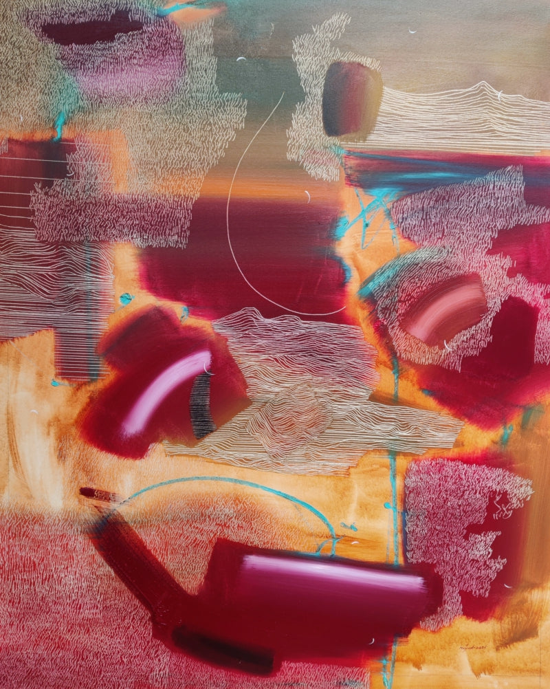 Varnadhyatma 66' abstract oil painting by artist Mohd Majeed Mansoori, 48x39 inch, on canvas