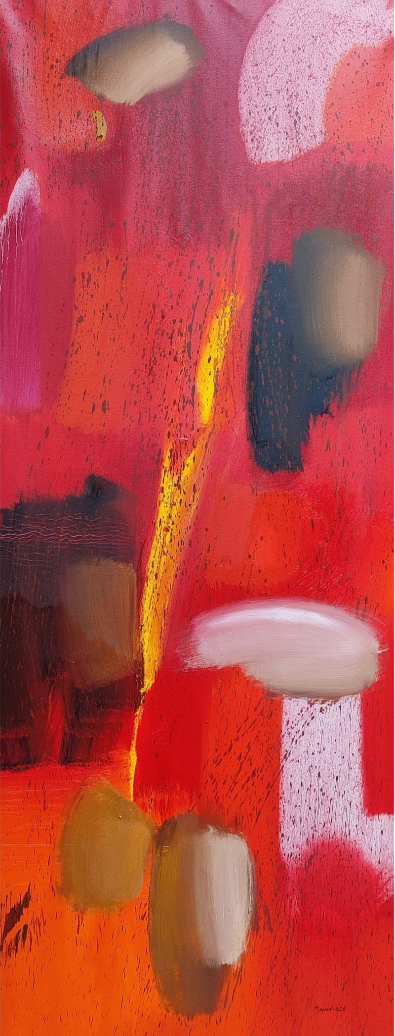 Varnadhyatma 70' abstract oil painting by artist Mohd Majeed Mansoori, 63x26 inch, on canvas