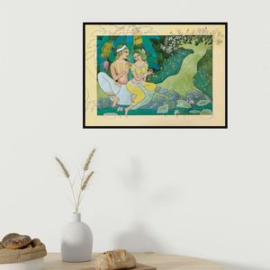 In-situ view of Yojana Dehankar's 'Vasant Ritu (Whispers of Love)' painting in a room