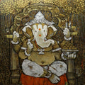 Religious acrylic painting titled 'Vat Ganesha', 78x54 inches, by artist Manas Jena on Canvas