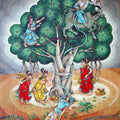 Religious mixed media painting titled 'Vatsavitri', 29x20 inches, by artist Anand Sonar on Handmade Paper