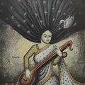'Vedika' figurative mixed-media painting by artist Pallavi Dutta, 20x14 inch, on paper