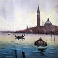 Cityscape watercolor painting titled 'Venice Itatly', 12x16 inches, by artist Arunava Ray on Paper