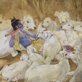 Venu Gopal' religious watercolor painting by artist Abhisarika Nayika, 15x21 inch, on paper