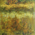 Verdant Ember' abstract acrylic painting by artist Dilip Mali, 48x36 inch, on canvas