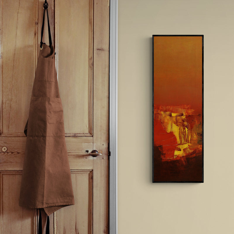 In-situ view of Siddhesh Rane's 'Vertical Composition Ii (Desert Glow)' painting in a room