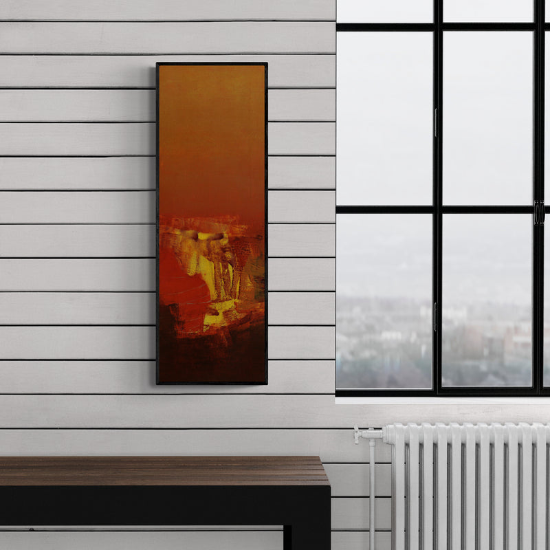 Preview of 'Vertical Composition Ii (Desert Glow)' Painting by Siddhesh Rane shown on a wall in a furnished room.