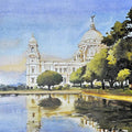 Cityscape acrylic painting titled 'Victor Memorial Kolkata', 18x24 inches, by artist Ranabir Saha on Canvas